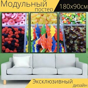 Модульный постер "Цвета, рынок, сладость" 180 x 90 см. для интерьера
