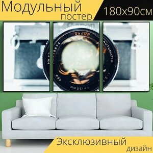 Модульный постер "Камера, аннотация, линза" 180 x 90 см. для интерьера