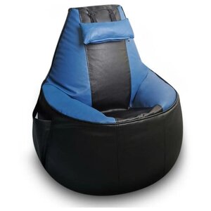 MyPuff кресло-мешок игровое кресло Геймер, размер ХXXХL, экокожа, черно-синее