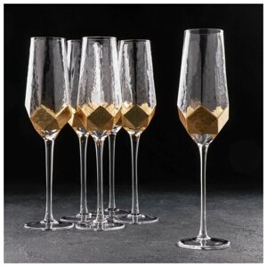 Набор бокалов для шампанского Magistro «Дарио», 180 мл, 720 см, 6 шт, цвет золотой