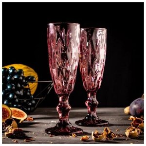 Набор бокалов для шампанского Magistro «Круиз», 160 мл, 720 см, 2 шт, цвет розовый
