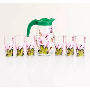 Набор для сока "Орхидея" художественная роспись, 6 стаканов 1250/200 мл микс