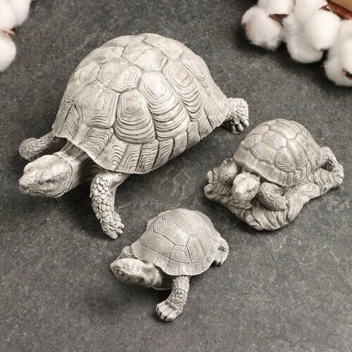Набор фигур "Три черепахи " 8х6х6см, серый камень (комплект из 2 шт)