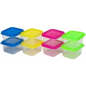 Набор контейнеров пищевых квадратных, с крышками, 50 мл, для хранения детского питания, 8 штук, цвета микс, детская посуда