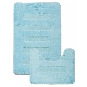 Набор ковриков для ванной комнаты Home Decor Unicolor 50х80см и 40х50см противоскользящий светло-голубой AQ. 02.1540