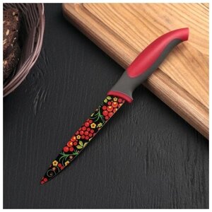 Набор ножей Нож-топорик Доляна Русский узор, лезвие: 12 см, красный/розовый