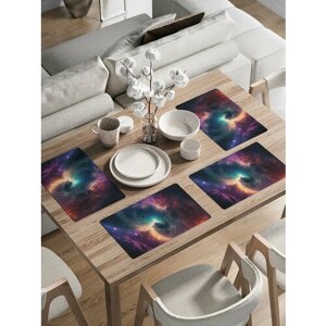 Набор прямоугольных тканевых салфеток на стол для сервировки JoyArty "Космическое небо" плейсмат, 30x46 см, 4шт.