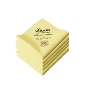 Набор салфеток для уборки Vileda Professional ПУРмикро Актив, желтый, 5 шт, 38x35 см, арт. 174072