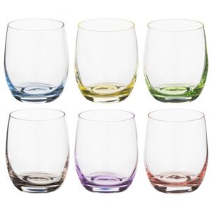 Набор стаканов Bohemia Crystal Rainbow для виски 674-412, 300 мл, 6 шт., разноцветный