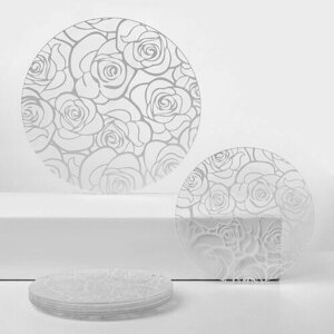 Набор стеклянных тарелок Доляна «Мишель», 7 предметов, цвет белый