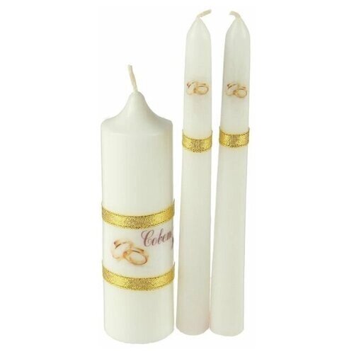 Набор свечей 'Свадебный' белый: Родительские свечи 1,8х17,5; Домашний очаг 4х13,5