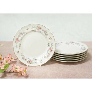 Набор тарелок на 6 персон, Мелкие 25 см Bernadotte, Дикая Роза Золото набор посуды