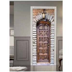 Наклейка интерьерная на дверь "Дверь и каменная арка", самоклеющаяся 80х200 см.