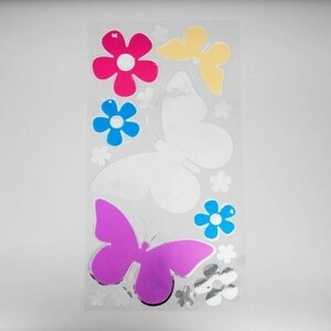 Наклейка интерьерная зеркальная "Бабочки в саду"ная 61х32 см