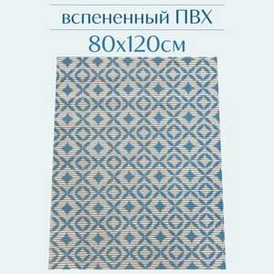 Напольный коврик для ванной из вспененного ПВХ 80x120 см, голубой/белый, с рисунком