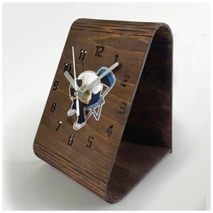 Настольные часы из дерева, цвет венге, яркий рисунок аниме евангелион - 106