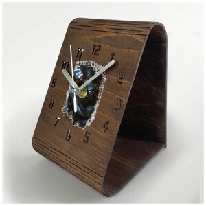 Настольные часы из дерева, цвет венге, яркий рисунок игры варкрафт вов wow таурен - 439