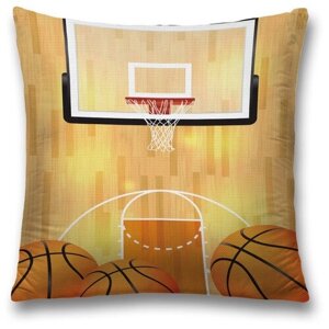 Наволочка декоративная на молнии, чехол на подушку JoyArty "Баскетбольный старт" 45х45 см