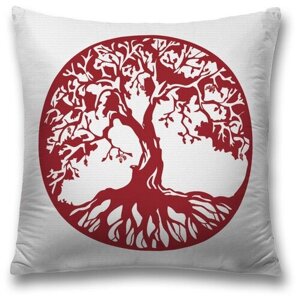 Наволочка декоративная на молнии, чехол на подушку JoyArty "Дерево с корнями в стиле декора" 45х45 см