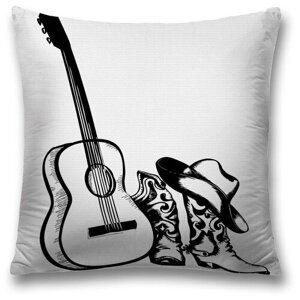 Наволочка декоративная на молнии, чехол на подушку JoyArty "Ковбойская гитара" 45х45 см