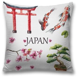Наволочка декоративная на молнии, чехол на подушку JoyArty "Особенности Японии" 45х45 см