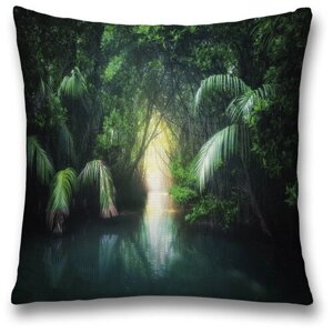 Наволочка декоративная на молнии, чехол на подушку JoyArty "Просвет в лесу" 45х45 см