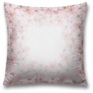 Наволочка декоративная на молнии, чехол на подушку JoyArty "Розовые цветы" 45х45 см