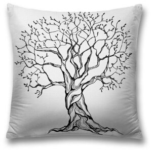 Наволочка декоративная на молнии, чехол на подушку JoyArty "Замерзающее дерево" 45х45 см