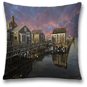 Наволочка декоративная на молнии, чехол на подушку JoyArty "Живописный Амстердам" 45х45 см