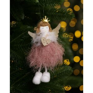 Новогоднее украшение Девочка Ангел в розовой юбке