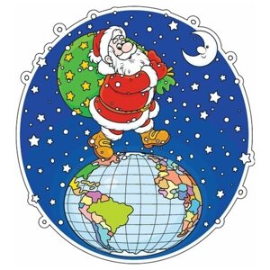Новогодняя наклейка Дед Мороз 14х15 см