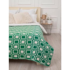 Одеяло байковое 1,5 спальное (140*200см), зеленое, клетка