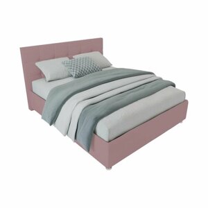 Односпальная кровать Афина 80x200 основание металлическое с ламелями велюр розовый ножки 13 см хром