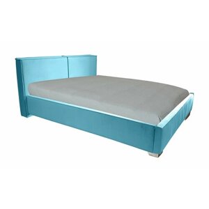Односпальная кровать Бруклин 80x200 с подъемным механизмом и с коробом для белья велюр бирюзовый без ножек