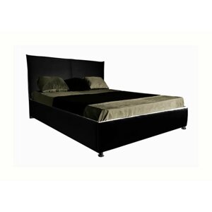 Односпальная кровать Элен 80x200 основание металлическое с ламелями велюр черный ножки 13 см хром