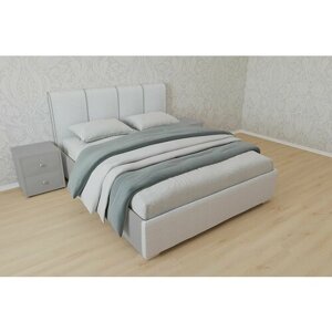 Односпальная кровать Европа 90x200 основание металлическое с ламелями велюр серый без ножек