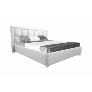 Односпальная кровать Флорида 120x200 основание металлическое с ламелями велюр белый без ножек