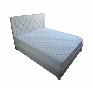 Односпальная кровать Мозайка 80x200 основание металлическое с ламелями велюр белый ножки 5 см