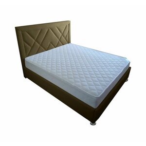 Односпальная кровать Мозайка 80x200 основание металлическое с ламелями велюр коричневый без ножек