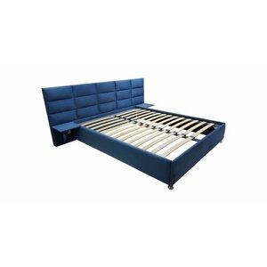 Односпальная кровать Пекин 90x200 основание металлическое с ламелями велюр бирюзовый ножки 5 см