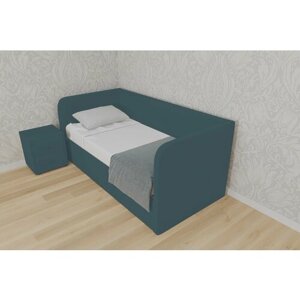 Односпальная кровать Рим-2 90x200 основание металлическое с ламелями велюр бирюзовый