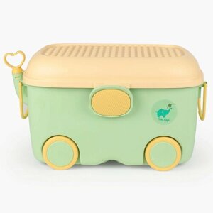 Органайзер для игрушек, 50x31х27 см, с крышкой, пластик, прямоугольный, зеленый, Слон, Kiddy