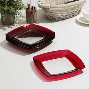 Paşabahçe Набор тарелок стеклянный Tokio, 6 шт, d=19,5 см, цвет красный