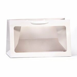 Пакет подарочный с окном, белый, 50 х 30 х 25 см (комплект из 5 шт)