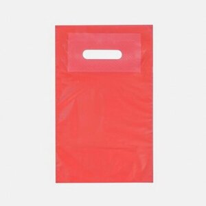Пакет полиэтиленовый с вырубной ручкой, Красный 20-30 См, 30 мкм, 50 шт.