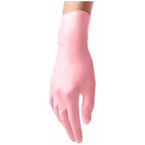 Перчатки латексные BENOVY Latex TrueColor, цвет: пудровый (светло-розовый), размер XS, 100 шт (50 пар) с полимерным покрытием