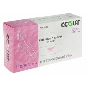 Перчатки нитриловые, розовые, размер M / Pink EcoLat 100 шт
