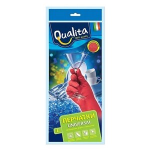 Перчатки Qualita Universal, 1 пара, размер L, цвет красный