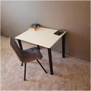 Письменный стол 90*70 см Чёрные ножки. Белая столешница 22 мм.