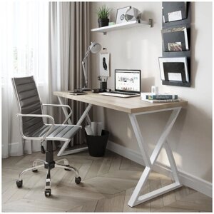 Письменный стол домус СП014 вяз светлый/металл белый (90 см)